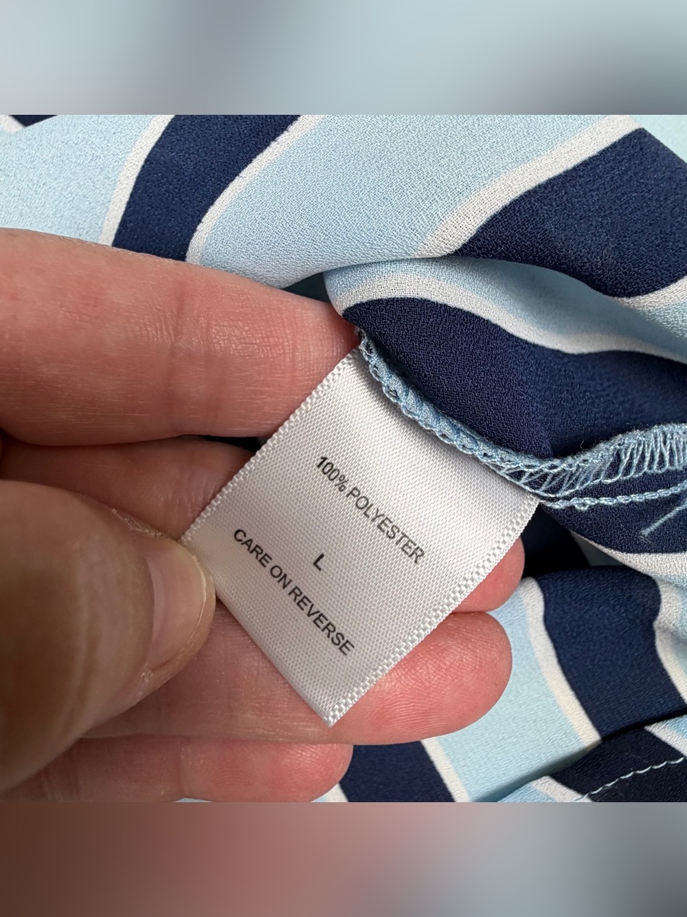 New York & Company Light Blue and Navy Striped Button-Down Shirt - Picture 6 of 7